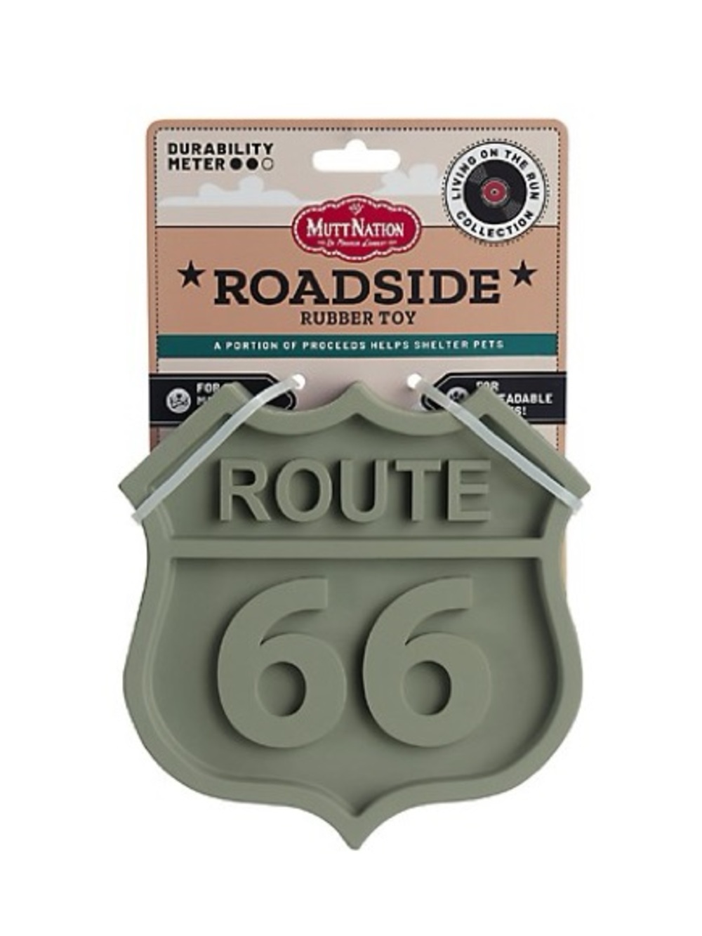 MuttNation Large Roadside 'Route 66' Rubber Dog Toy